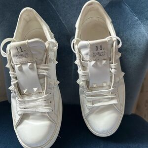 Valentino White Rockstud Sneakers
